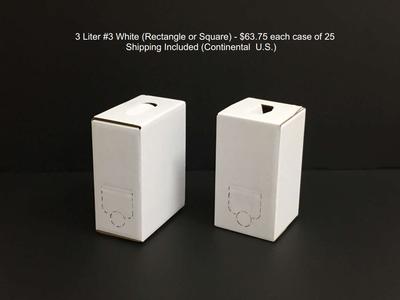 3 Liter White 3 Liter #3 White (Rectangle or Square) $63.75 each case of 25 Shipping Included (Continental  U.S.)