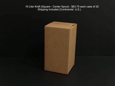 10 Liter Kraft 10 Liter Kraft (Square - Center Spout) $83.75 each case of 25 Shipping Included (Continental  U.S.)