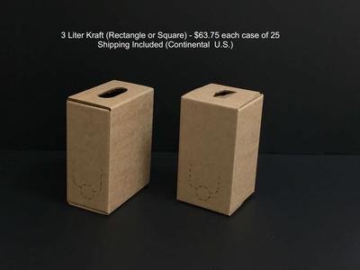 3 Liter Kraft 3 Liter Kraft (Rectangle or Square)  $63.75 each case of 25 Shipping Included (Continental  U.S.)